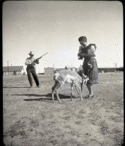 Olive and Ted Marquiss with pet Antelope