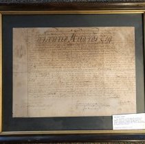 Copy of Andros Patent in wooden frame  22" x 25 1/2"