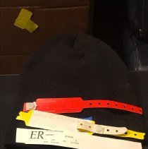 Maryann Bruce Hospital tags and hat