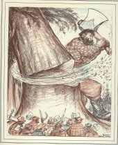 Paul Bunyan fells a giant sequoia