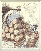 Paul Bunyan whitewashes the road