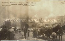 FIre corner Ludington and 8th Streets, 1908