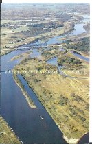 Aerial view of Escanaba River mouth, bridges