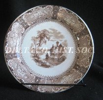 Brown transferware plate, Clementson Bros.