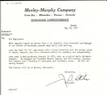 Stiles memo on death of John Fawcett