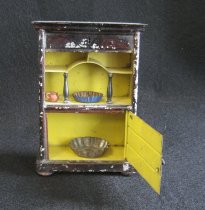 Toy sideboard with bottom door open