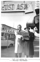 Gust Asp in front of his store