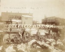 Workmen on the construction site of Escanaba Post Office