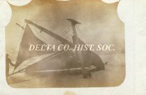 Bob Sanders ice boat tipped over on the ice