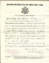 Albin Olson's military discharge (front)
