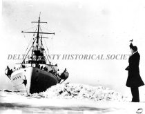 Cutter ESCANABA breaking ice in the Straits of Mackinac