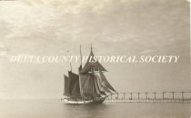 Schooner entering Michigan City Harbor