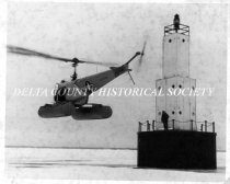 Escanaba crib light and Coast Guard Helicopter