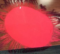 Circular shawl, red silk