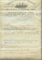 page one, bill of sale for 1/4 Schooner KEWAUNEE