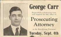 George W. Carr Prosecuting Attorney campaign card