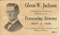 Glenn AW. Jackson for prosecuting attorney political card