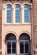 Architectural detail over doors of Esc. Jr. High School