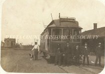 Escanaba Streetcar next to the C & NW depot