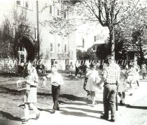 School children leaving school at the Jefferson School (Old)