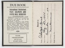 Int'l Brotherhood Pulp, Sulphite and Paper Mill Workers, dues book, inside
