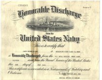 James R. Marcoe's naval discharge paper, front