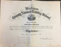 Elnora Strahan Vader's diploma, County Normal School