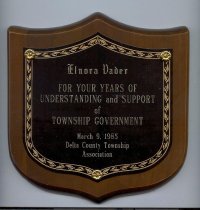 Elnora Vader's Delta County Township Assoc. award