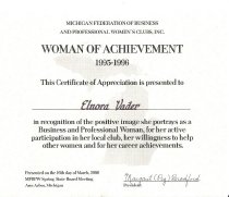 Elnora Vder's Woman of Achievement Award