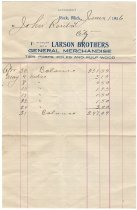 John Ranta Credit Balance Statements with Larson Brothers, January 1916
