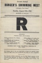 Cover: Ranger's Swimming Meet program, 1932