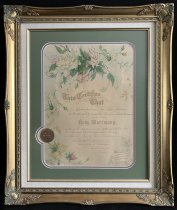 Framed Marriage Certificate for Edward and Signe Johnson