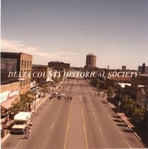Sidewalk Day in Escanaba looking down Ludington Street
