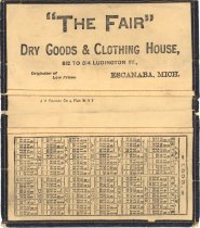 The Fair checkbook cover, interior 1893