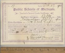 Fred Embs Teacher's Certificate, 1900