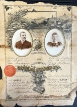 Marriage certificate for Gabriel Lindgren and Ella Lindstrom