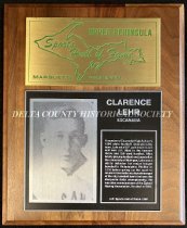 Clarence Lehr's Sports Hall of Fame Plaque