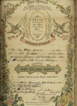 Baptismal certificate for Roy Olof Gabriel Peterson 1896