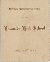 Escanaba High School Commencement program, 1893