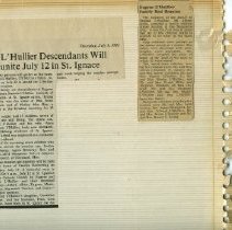 L'Huillier family reunion newspaper clippings