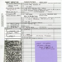 Family Group Sheet for Joseph Nadeau and Bridget Owens