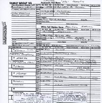 Family Group Sheet for Onesime Lemelin and Angeline Nadeau