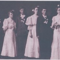 Wedding portrait of Arta Comstock and Edward Peltier, ca 1905