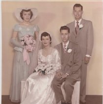 Wedding portrait of Marlene Dionne and Ronald Manning, June 30, 1951