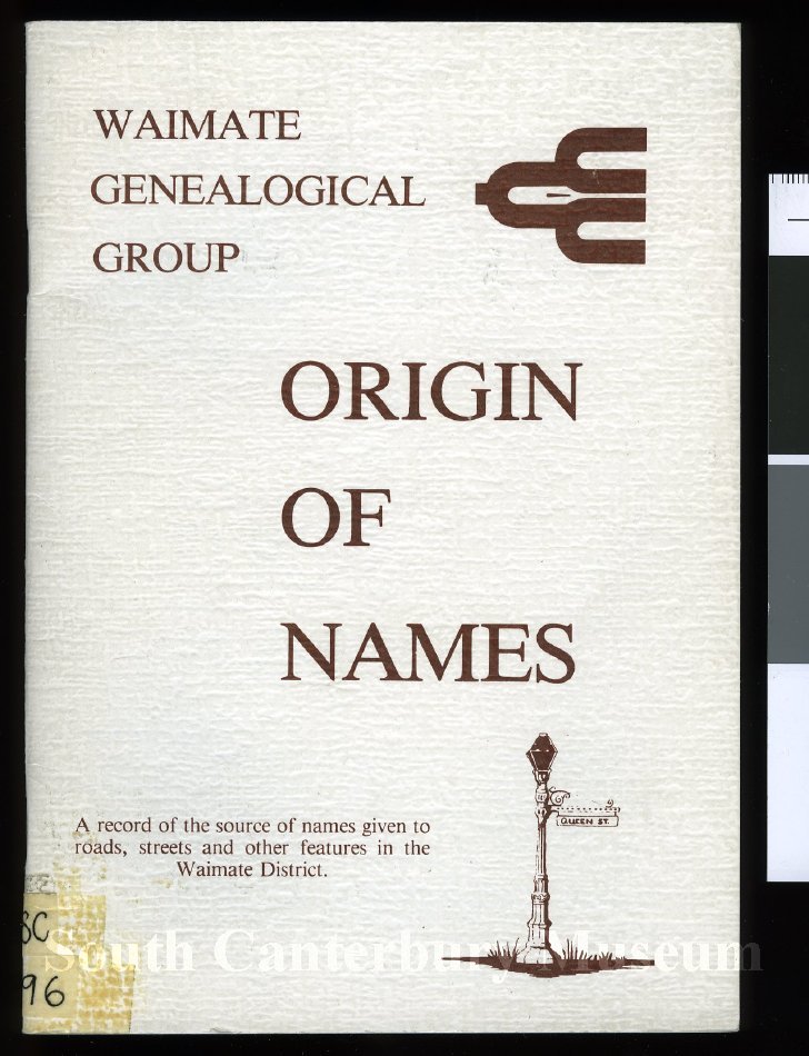 Origin of names a record of the source of names given to roads