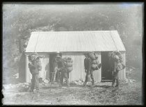 Climbers outside the Ball Hut