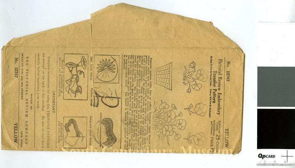 Pattern, Needlework Pansy shaped tissue paper embroidery transfer