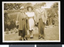 Margaret Mackay Riddler (centre) and parents, on her wedding day, 1943