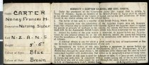 Identification card, nurse Nancy Carter (interior)