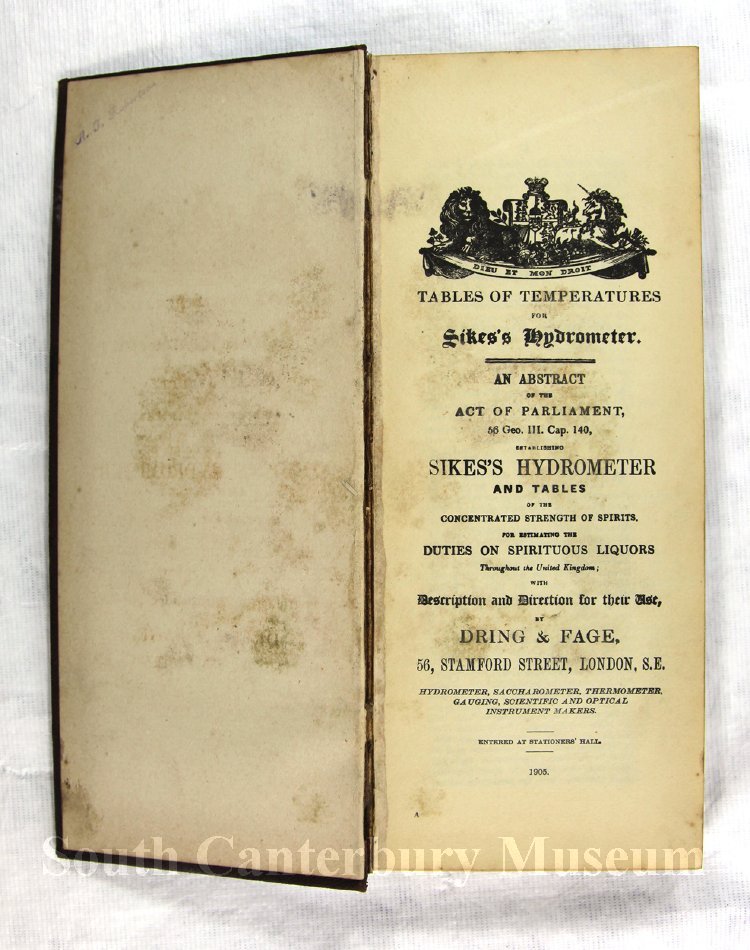 Book, Instruction An instruction booklet containing tables for the